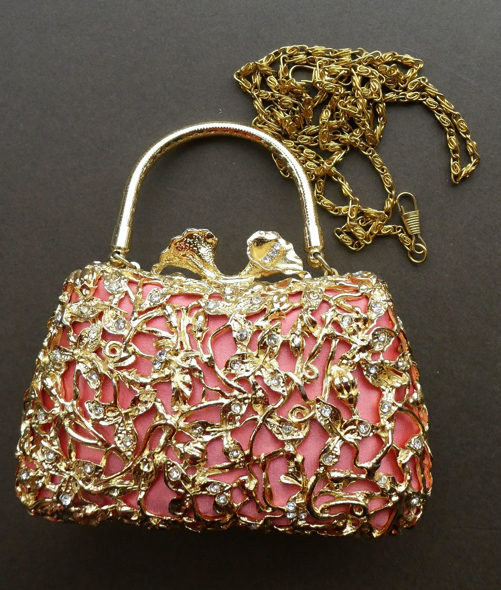 Pink and gold purse online