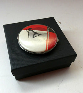 Rare 1930s ART DECO Miniature Powder Compact by RAVON / CUSSONS. Dancing Lady on Lid