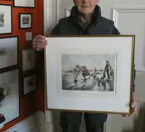 SCOTTISH ART. Lively Colour Etching Entitled "Curling Competition" by Henry Wilkinson (1921 - 2011). SIGNED