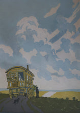 Load image into Gallery viewer, Original 1920s Colour Woodcut by John Hall Thorpe (1874 - 1947) THE CARAVAN. Pencil Signed
