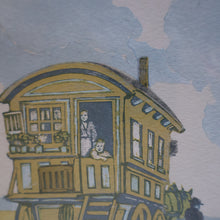 Load image into Gallery viewer, Original 1920s Colour Woodcut by John Hall Thorpe (1874 - 1947) THE CARAVAN. Pencil Signed
