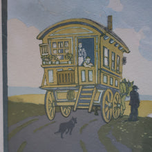 Load image into Gallery viewer, Original 1920s Colour Woodcut by John Hall Thorpe (1874 - 1947) THE CARAVAN. Pencil Signed
