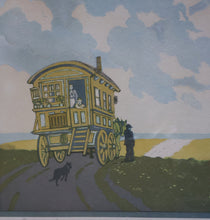 Load image into Gallery viewer, Original 1920s Colour Woodcut by John Hall Thorpe (1874 - 1947) THE CARAVAN. Pencil Signed
