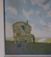 Load image into Gallery viewer, Original 1920s Colour Woodcut by John Hall Thorpe (1874 - 1947) THE CARAVAN. Pencil Signed
