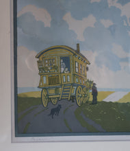 Load image into Gallery viewer, Original 1920s Colour Woodcut by John Hall Thorpe (1874 - 1947) THE CARAVAN. Pencil Signed
