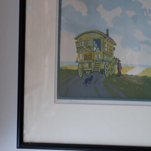 Original 1920s Colour Woodcut by John Hall Thorpe (1874 - 1947) THE CARAVAN. Pencil Signed