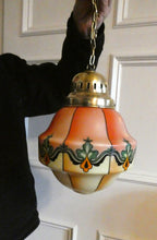 Load image into Gallery viewer, Early 20th Century Continental ART NOUVEAU / JUGENDSTIL Glass Hanging Light with Brass Fittings
