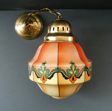 Load image into Gallery viewer, Early 20th Century Continental ART NOUVEAU / JUGENDSTIL Glass Hanging Light with Brass Fittings
