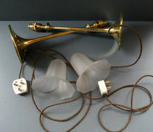 Load image into Gallery viewer, Antique Arts and Crafts Brass Lamp and Opaque White Glass Shade. DRYAD of Leicester Style
