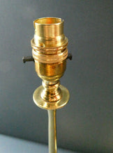 Load image into Gallery viewer, Antique Arts and Crafts Brass Lamp and Opaque White Glass Shade. DRYAD of Leicester Style
