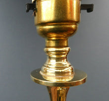 Load image into Gallery viewer, Antique Arts and Crafts Brass Lamp and Opaque White Glass Shade. DRYAD of Leicester Style
