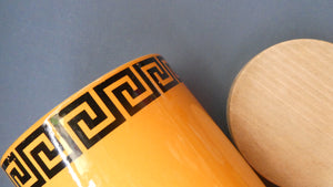 Rarer 1960s Portmeirion Storage Pot  in Tangerine Colour with Dolphin Motif & Original Wooden Lid