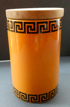 Load image into Gallery viewer, Rarer 1960s Portmeirion Storage Pot  in Tangerine Colour with Dolphin Motif &amp; Original Wooden Lid
