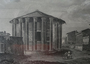 18th Century Engraving by Franceso Morelli  / Francois Morel (1768–1832). The Church of the Sante Marie Del Sole or Temple of Vesta