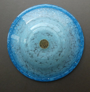 SCOTTISH GLASS. Fabulous LARGE 1920s Antique Scottish Monart Shallow Bowl with Rim. 10 inches