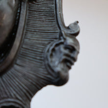 Load image into Gallery viewer, Strange Antique German Wall Pocket Match Holder. Cast Iron with Head of a Valkyrie 
