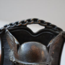 Load image into Gallery viewer, Strange Antique German Wall Pocket Match Holder. Cast Iron with Head of a Valkyrie 
