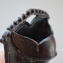 Load image into Gallery viewer, Strange Antique German Wall Pocket Match Holder. Cast Iron with Head of a Valkyrie 
