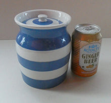 Load image into Gallery viewer, 1930s TG Green CORNISHWARE Lidded Storage Jar for RICE: 7 Inches in Height. Green Gresley Church Mark
