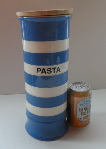 Tall Rare Vintage 1980s TG Green CORNISHWARE Lidded Pasta Jar. CLOVERLEAF MARK. 12 inches