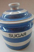 Load image into Gallery viewer, LARGE 1960s Judith Onions TG Green Cornishware Lidded SUGAR Storage Jar. 7 inches
