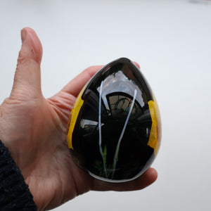 SCOTTISH Caithness Glass Egg Shape Paperweight: DAFFODIL by Colin Terris; 1999