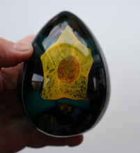 Load image into Gallery viewer, SCOTTISH Caithness Glass Egg Shape Paperweight: DAFFODIL by Colin Terris; 1999
