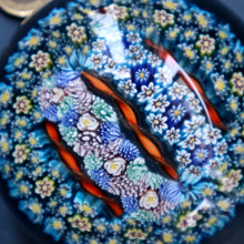 Load image into Gallery viewer, Fine MAGNUM Vintage MURANO Closepack Paperweight with Intricate Millefiori Canes and Three Long Red Latticino Canes
