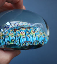 Load image into Gallery viewer, Fine MAGNUM Vintage MURANO Closepack Paperweight with Intricate Millefiori Canes and Three Long Red Latticino Canes
