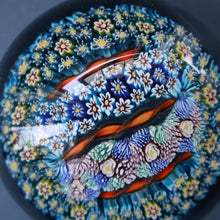 Load image into Gallery viewer, Fine MAGNUM Vintage MURANO Closepack Paperweight with Intricate Millefiori Canes and Three Long Red Latticino Canes
