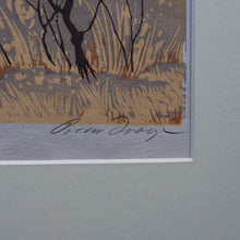 Load image into Gallery viewer, 1930s Original German COLOUR WOODCUT &quot;Silver Birches in the Twilight&quot; by Oscar Droege. Pencil Signed
