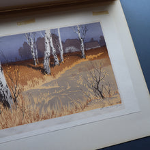 Load image into Gallery viewer, 1930s Original German COLOUR WOODCUT &quot;Silver Birches in the Twilight&quot; by Oscar Droege. Pencil Signed
