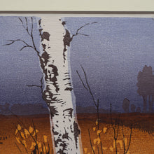 Load image into Gallery viewer, 1930s Original German COLOUR WOODCUT &quot;Silver Birches in the Twilight&quot; by Oscar Droege. Pencil Signed
