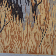 Load image into Gallery viewer, 1930s Original German COLOUR WOODCUT &quot;Silver Birches in the Twilight&quot; by Oscar Droege. Pencil Signed
