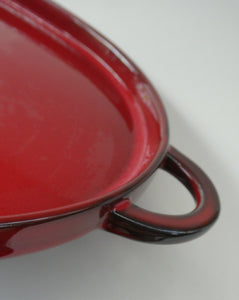 LARGE CERAMIC Villeroy & Boch Oval Serving Tray. 1980s Granada Design with Red Glaze