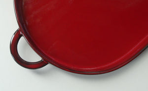 LARGE CERAMIC Villeroy & Boch Oval Serving Tray. 1980s Granada Design with Red Glaze