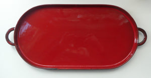 LARGE CERAMIC Villeroy & Boch Oval Serving Tray. 1980s Granada Design with Red Glaze