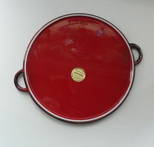 LARGE CERAMIC Villeroy & Boch Round Serving Tray. 1980s Granada Design with Red Glaze