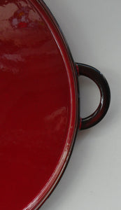 ARGE CERAMIC Villeroy & Boch Round Serving Tray. 1980s Granada Design with Red Glaze