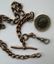 Load image into Gallery viewer, Antique 9CT Gold Double Albert Pocket Watch Chain. Length (clip end to clip end) 16 1/4 inches. Marked 9: 375
