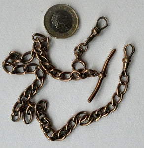 Antique 9CT Gold Double Albert Pocket Watch Chain. Length (clip end to clip end) 16 1/4 inches. Marked 9: 375