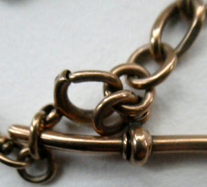 Antique 9CT Gold Double Albert Pocket Watch Chain. Length (clip end to clip end) 16 1/4 inches. Marked 9: 375