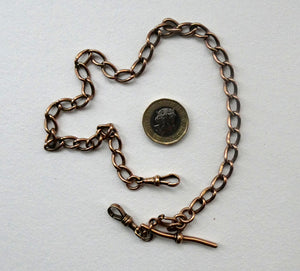 Antique 9CT Gold Double Albert Pocket Watch Chain. Length (clip end to clip end) 16 1/4 inches. Marked 9: 375 