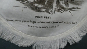 Rare Set of Six VICTORIAN White Cotton Place Mats with Printed Images