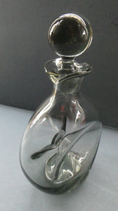 Vintage DANISH Holmegaard Art Glass Decanter by Per Lutken with Dimpled Side and Large Ball Stopper. DANICA Design