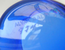 Load image into Gallery viewer, 1994 FINNISH Shallow Blue Glass SAVOY Vase. Iconic Mid Century Design by Alvar Aalto for Iittala, Finland. With acid etched signature (B)
