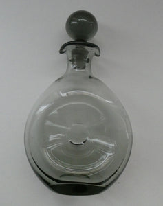 Vintage DANISH Holmegaard Art Glass Decanter by Per Lutken with Dimpled Side and Large Ball Stopper. DANICA Design