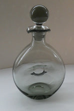 Load image into Gallery viewer, Vintage DANISH Holmegaard Art Glass Decanter by Per Lutken with Dimpled Side and Large Ball Stopper. DANICA Design
