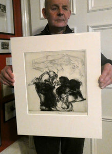 ORIGINAL 1920s Etching & Drypoint by EDMUND BLAMPIED (1886 - 1966). The Market Argument. Signed in ink