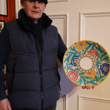 Load image into Gallery viewer, SIGNED Charlotte Rhead Tube Lined Charger for Crown Ducal. PERSIAN ROSE Platter. 12 1/2 inches
